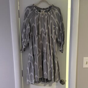 Women's Mini Dress in Black and White Printed Pattern